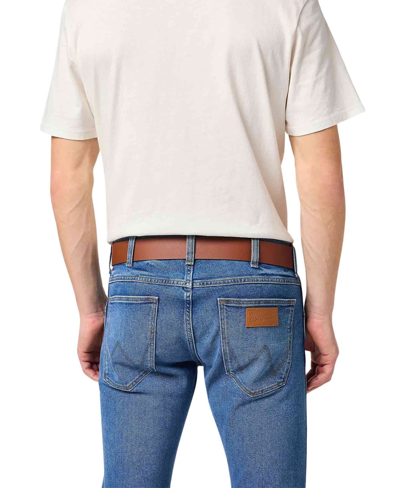 Herren Gürtel Metal Loop von Wrangler in Cognac