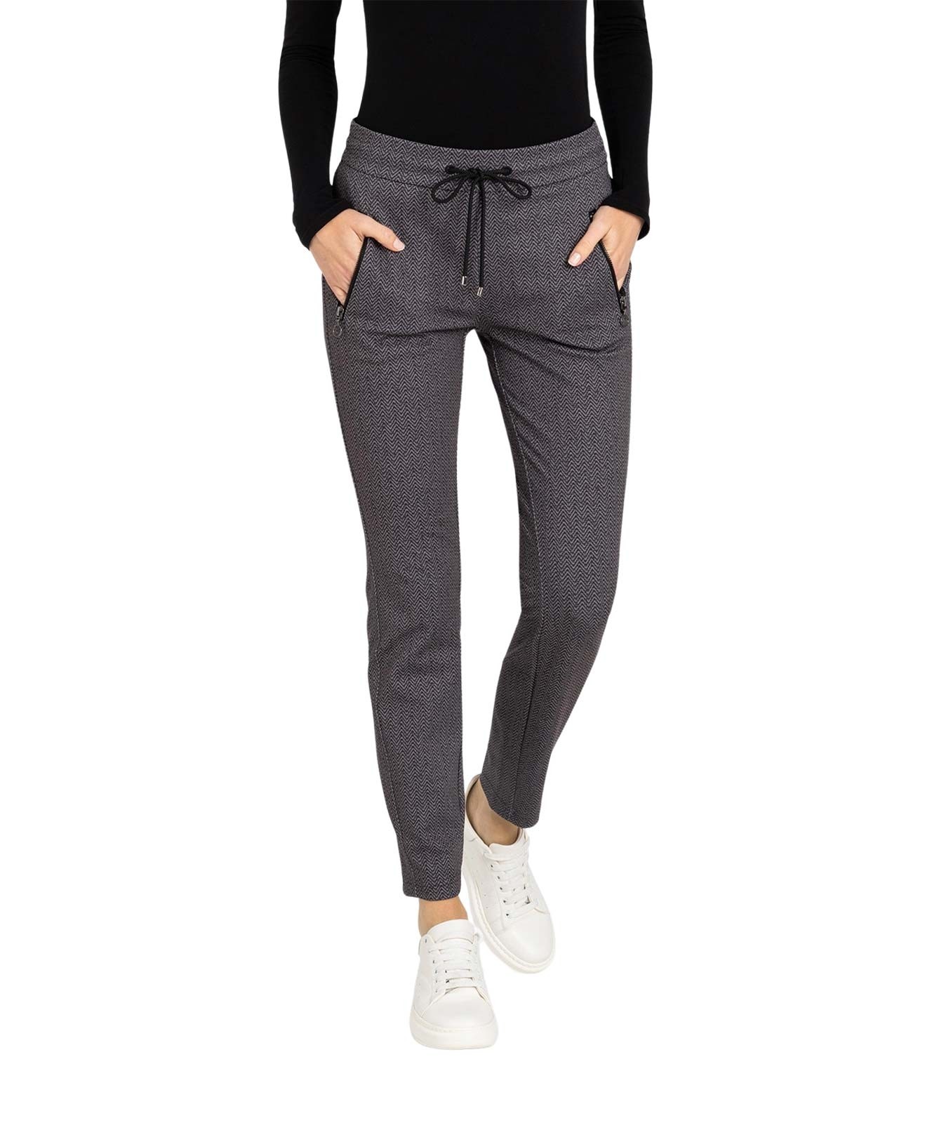 Damen Hose Easy Smart von MAC in Steel Grey Printed