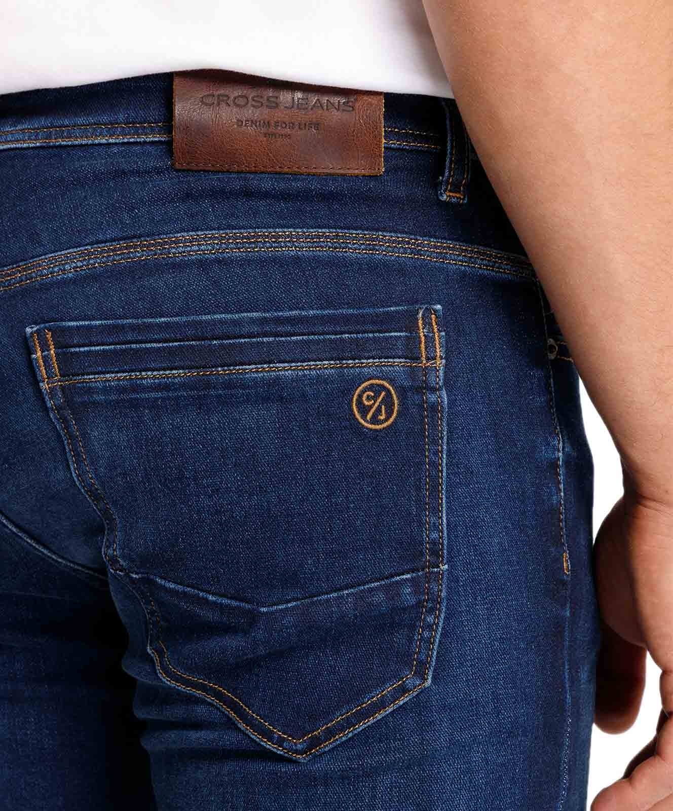 Herren Jeans Jimi von Cross in Night Blue Crincle