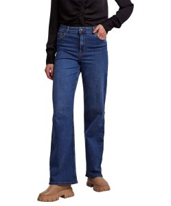 Pieces Peggy Jeans mit weitem Bein in Indigo Waschung