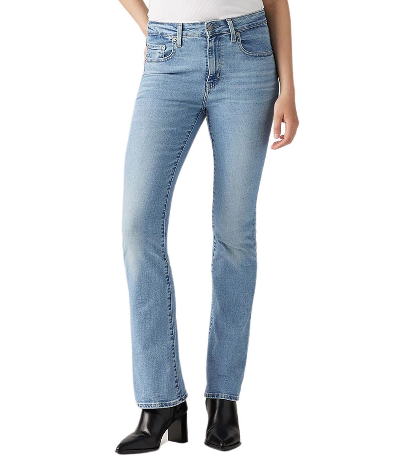 Damen Jeans 725 High Rise Bootcut  von Levis in Blue Wave Light