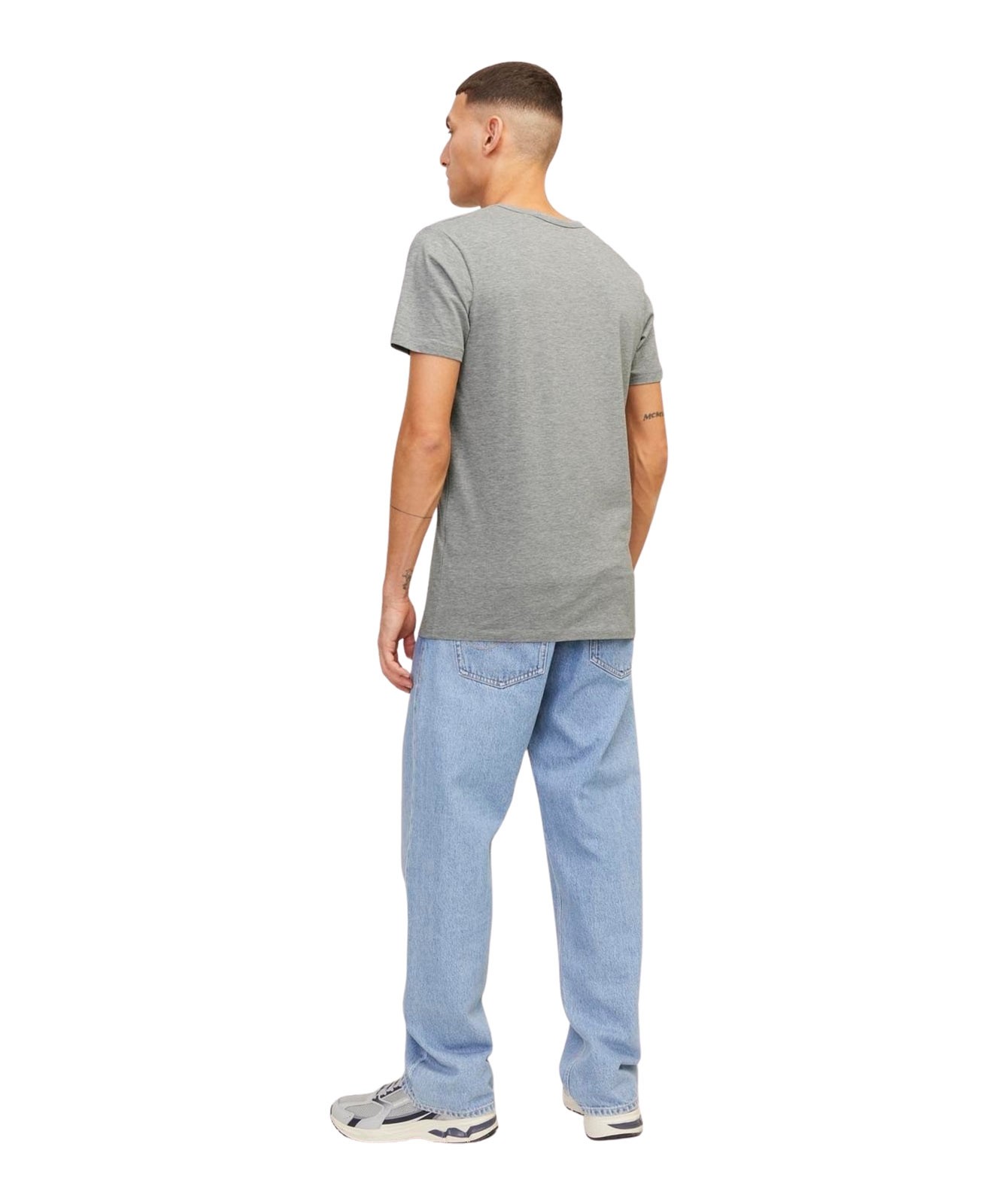 Herren Shirt Basic V-Neck Tee von Jack & Jones in Light Grey Melange