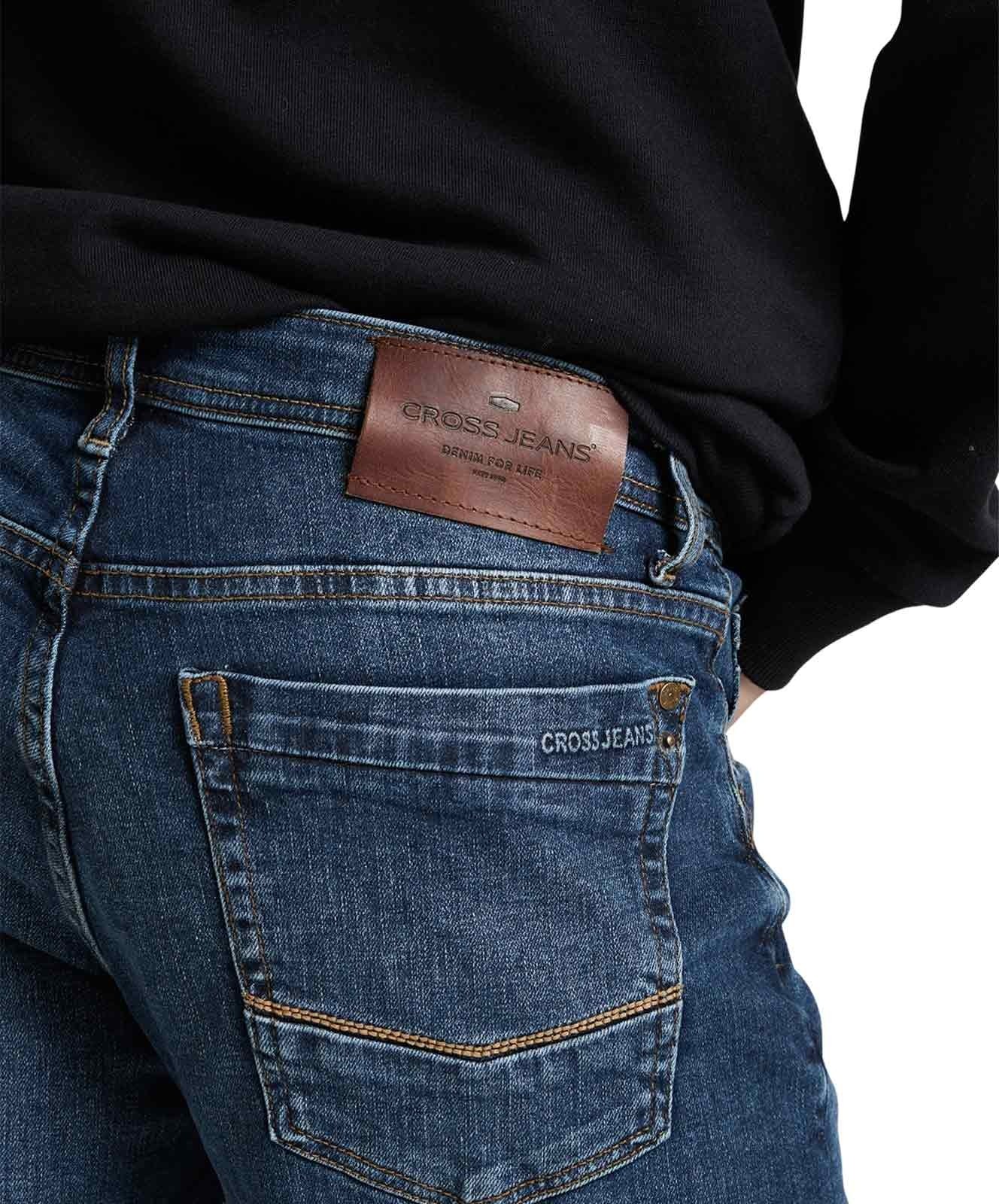 Herren Jeans Antonio von Cross in Dark Blue Crincle