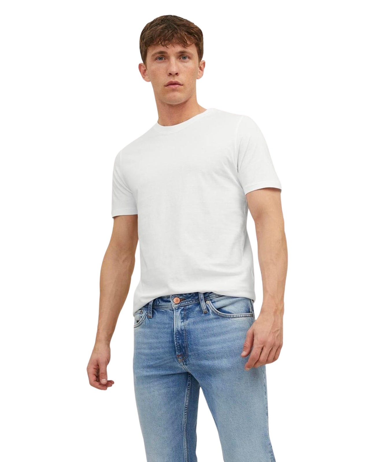 Herren Shirt Organic Basic Tee von Jack & Jones in White