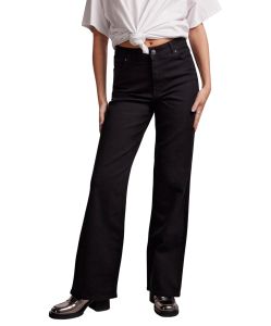 Pieces Peggy Jeans mit weitem Bein in Schwarz