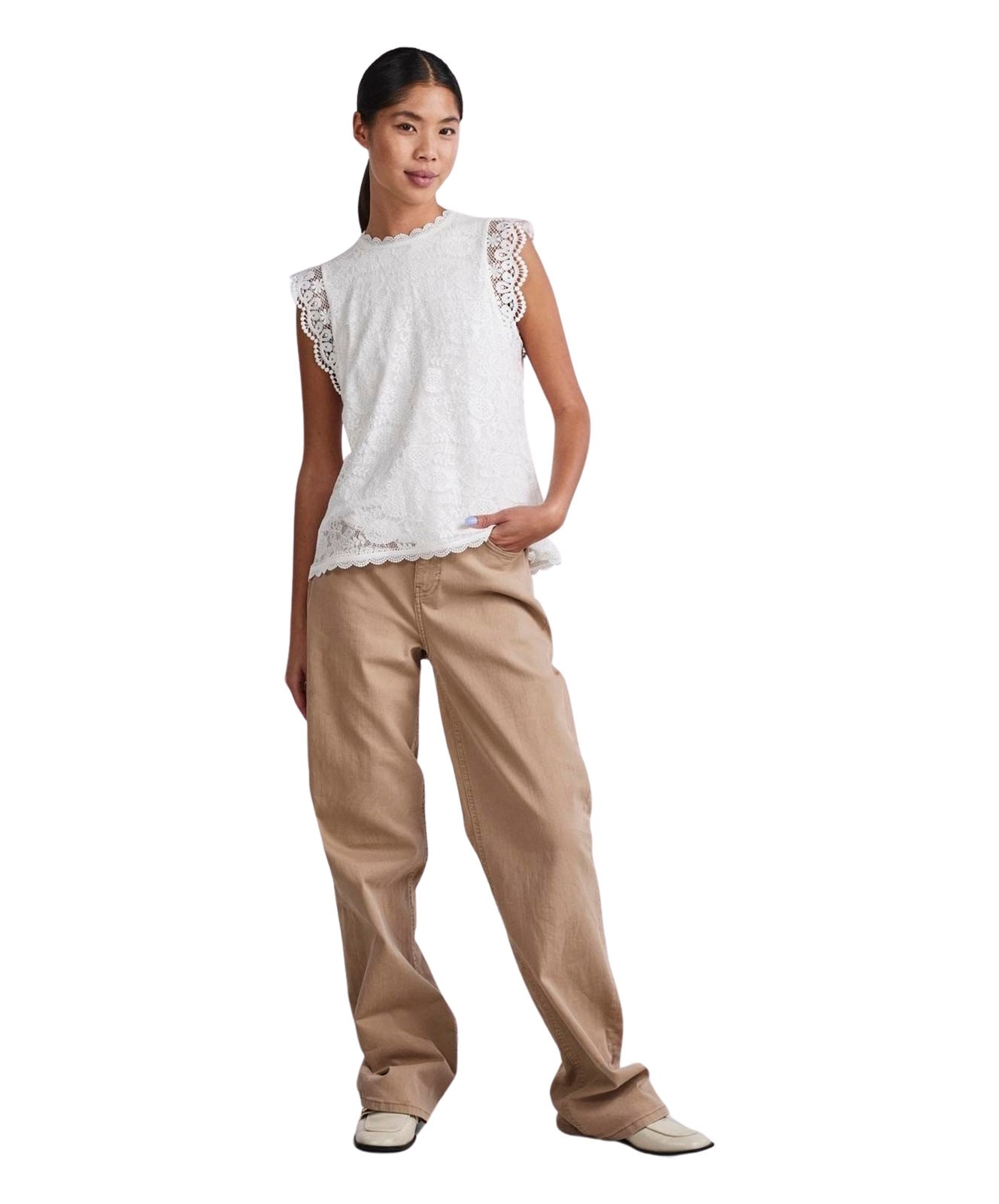 Damen Shirt Olline von Pieces in Cloud Dancer