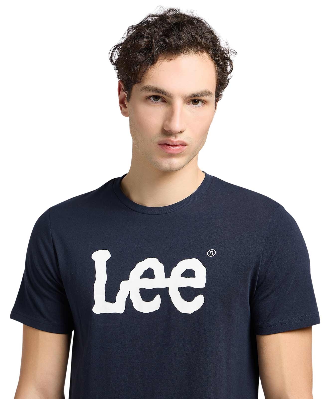 Herren Shirt Wobbly Logo Tee von Lee in Navy Drop