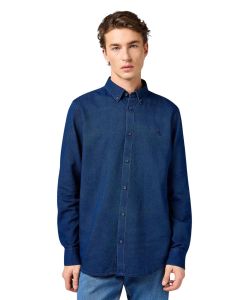Wrangler Oxford Hemd in Indigo mit Button-Down-Kragen