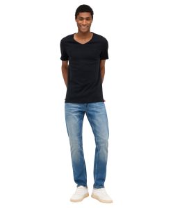 Mustang T-Shirt aus Baumwolle Amado V-Neck in Schwarz