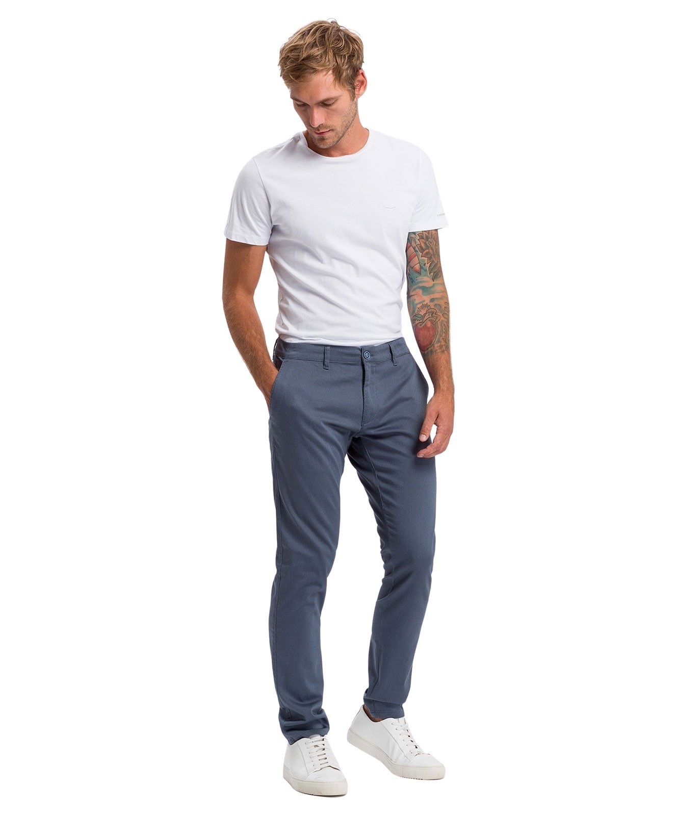 Herren Hose Chino Pants von Cross in Blue Structured