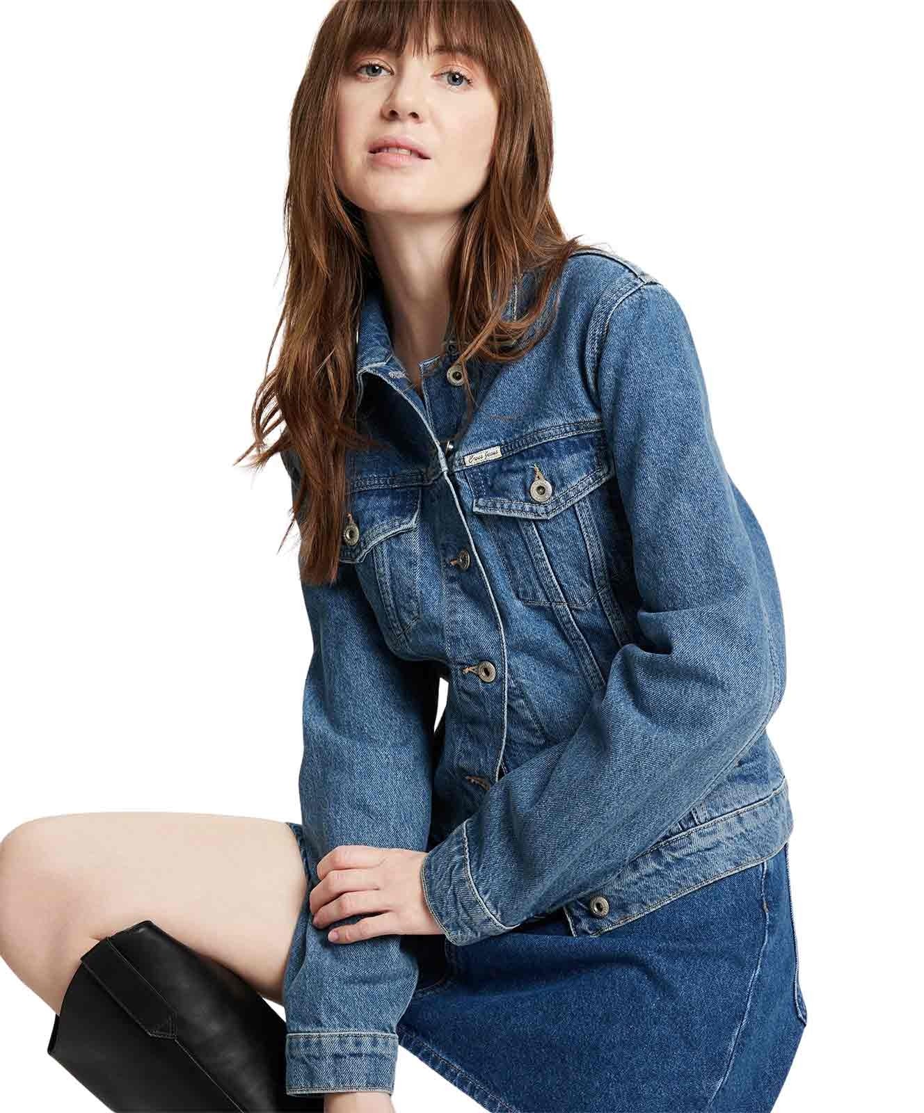 Damen Jacke Regular Jeansjacke von Cross in Mid Blue