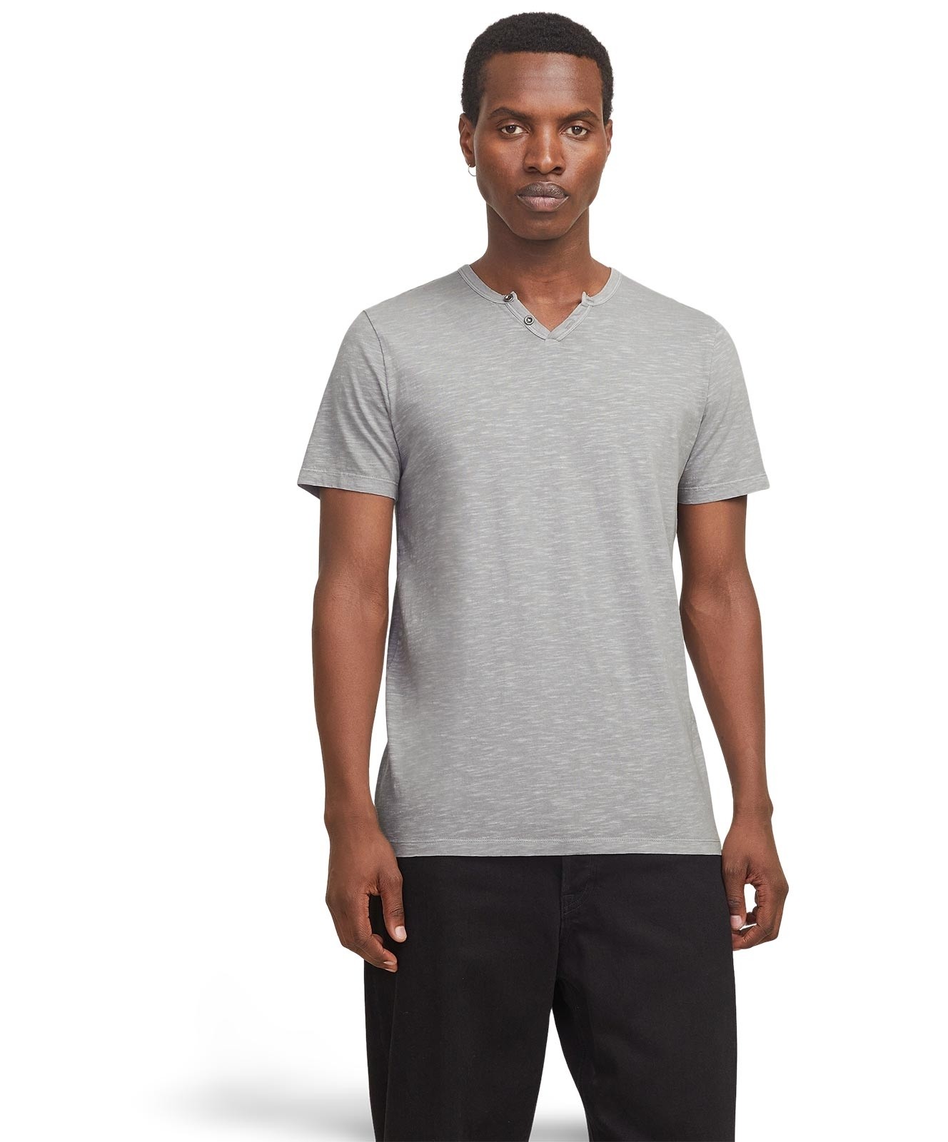 Herren Shirt Split Neck Tee von Jack & Jones in Ultimate Grey