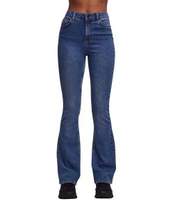 Pieces Peggy Jeans Flared in Stonewash mit hohem Bund