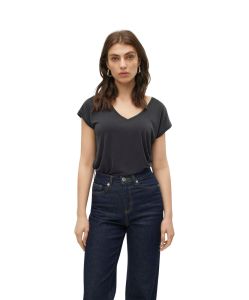 Vero Moda T-Shirt Filli mit V-Ausschnitt in Schwarz