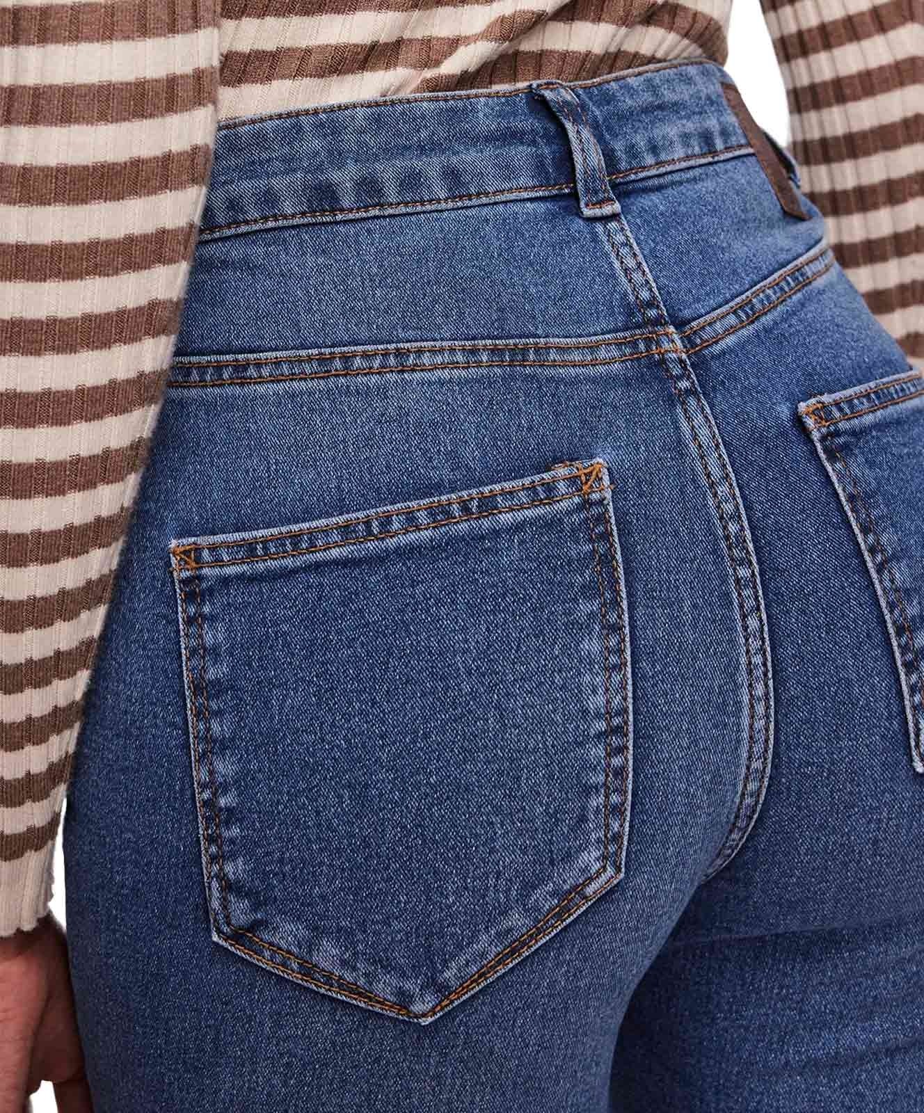 Damen Jeans Peggy von Pieces in Medium Blue