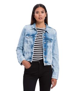 Cross Damen Jeansjacke in hellblauer Used-Denim Optik 