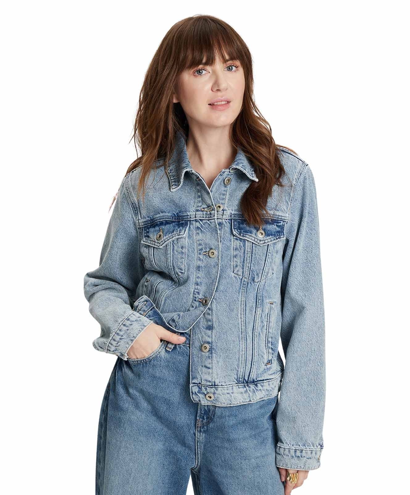 Damen Jacke Regular Jeansjacke von Cross in Light Blue