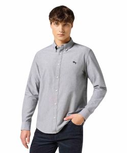 Wrangler Oxford Hemd in Grau mit Button-Down-Kragen