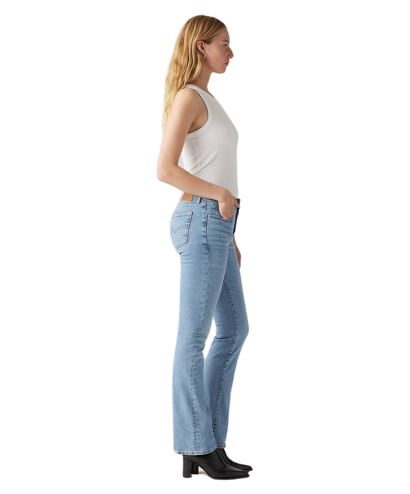 Damen Jeans 725 High Rise Bootcut  von Levis in Blue Wave Light