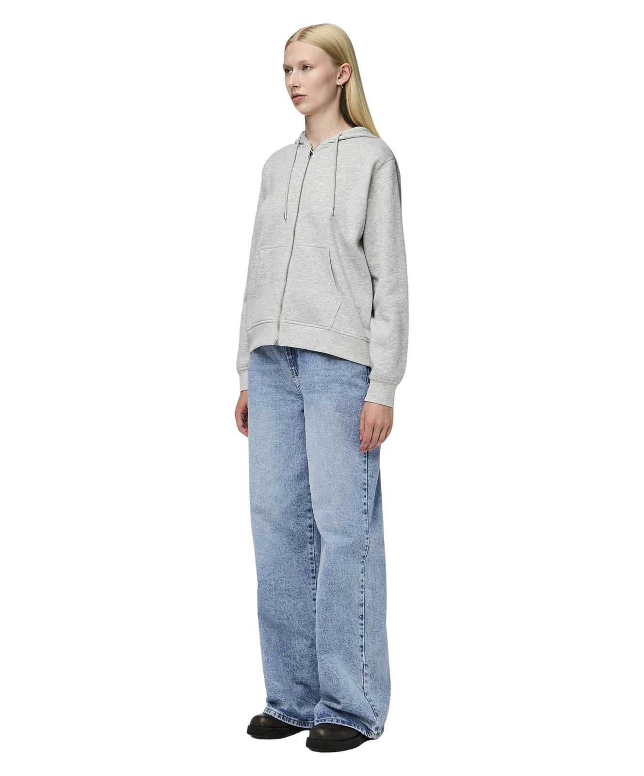 Damen Pullover Chilli Zip von Pieces in Light Grey Melange