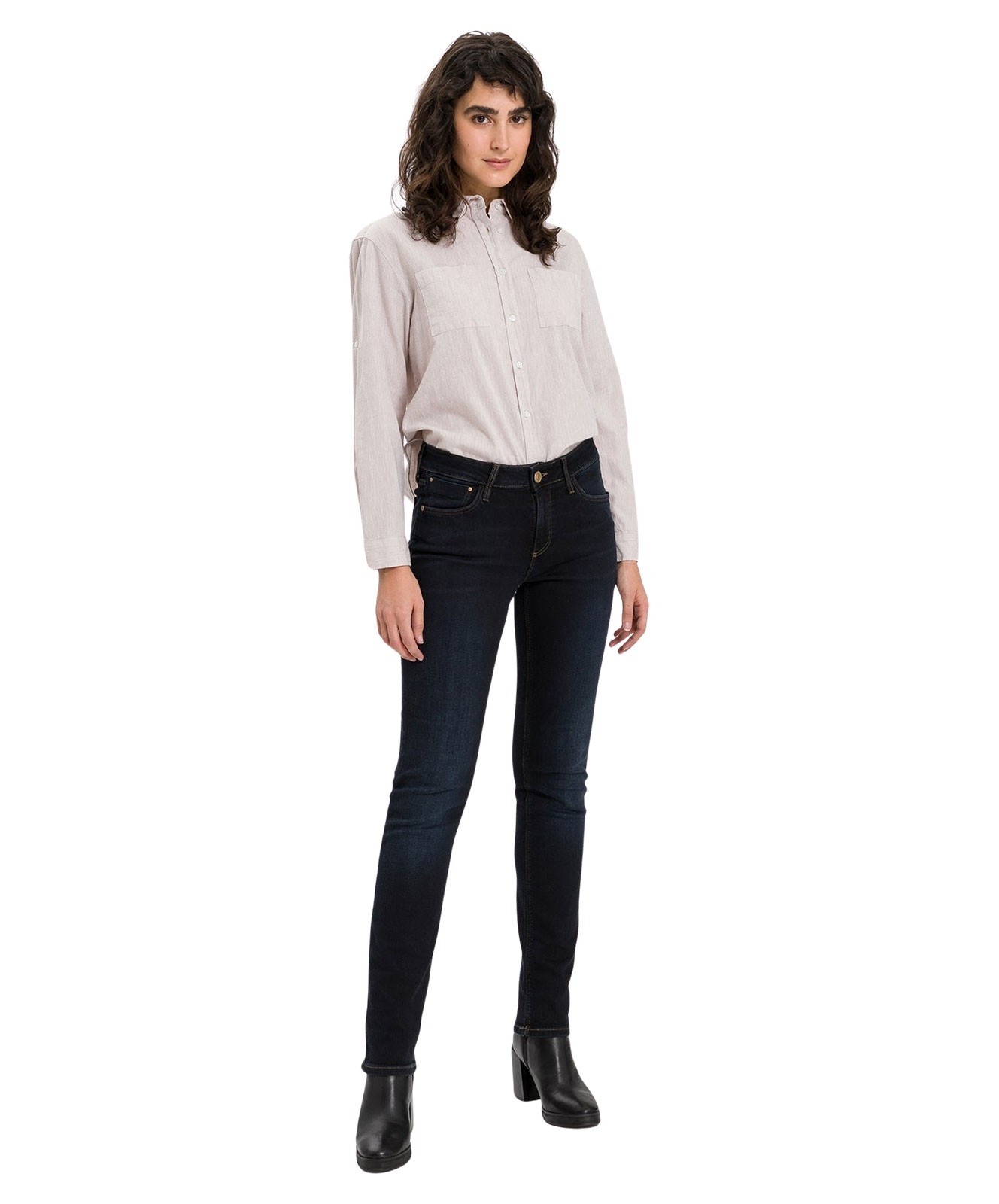 Damen Jeans Rose von Cross in Blue Black Used