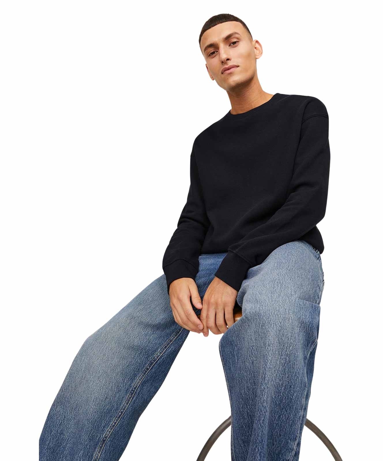 Herren Pullover Star Basic Sweat Crew von Jack & Jones in Black