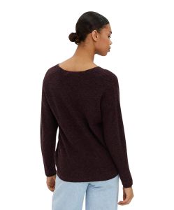 Vero Moda Strickpullover Crewlefile mit V-Neck in Dunkelrot
