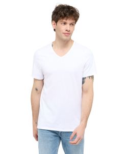 Mustang T-Shirt Amado 2-Pack mit V-Neck in Weiß
