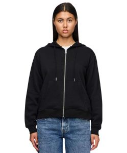 Pieces Hoodie Zip Chilli in Schwarz