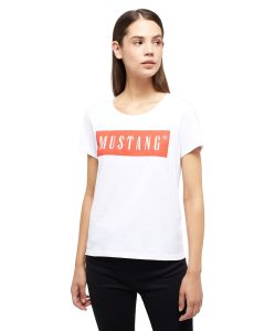 Mustang T-Shirt mit Logo Alma in Weiß