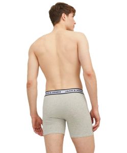 Herren Unterwäsche Solid Boxer Briefs 3 Pack von Jack & Jones in Light Grey Melange White - Navy Blazer 