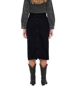 ONLY Jeansrock Bianca in Schwarz mit Schlitz vorne