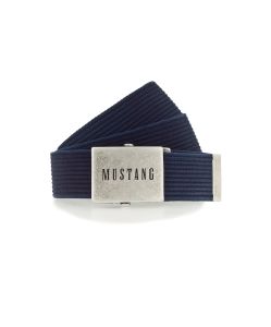 Mustang Stoffgürtel in Blau mit Schließe in Altsilber
