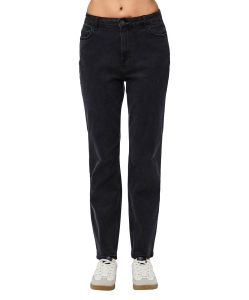 PIECES Kesia Mom-Fit Jeans in Schwarz mit Knöchellänge