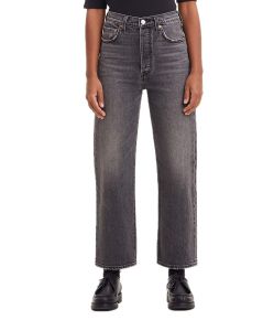 Levi’s Ribcage Ankle Straight Jeans in verwaschenem Schwarz