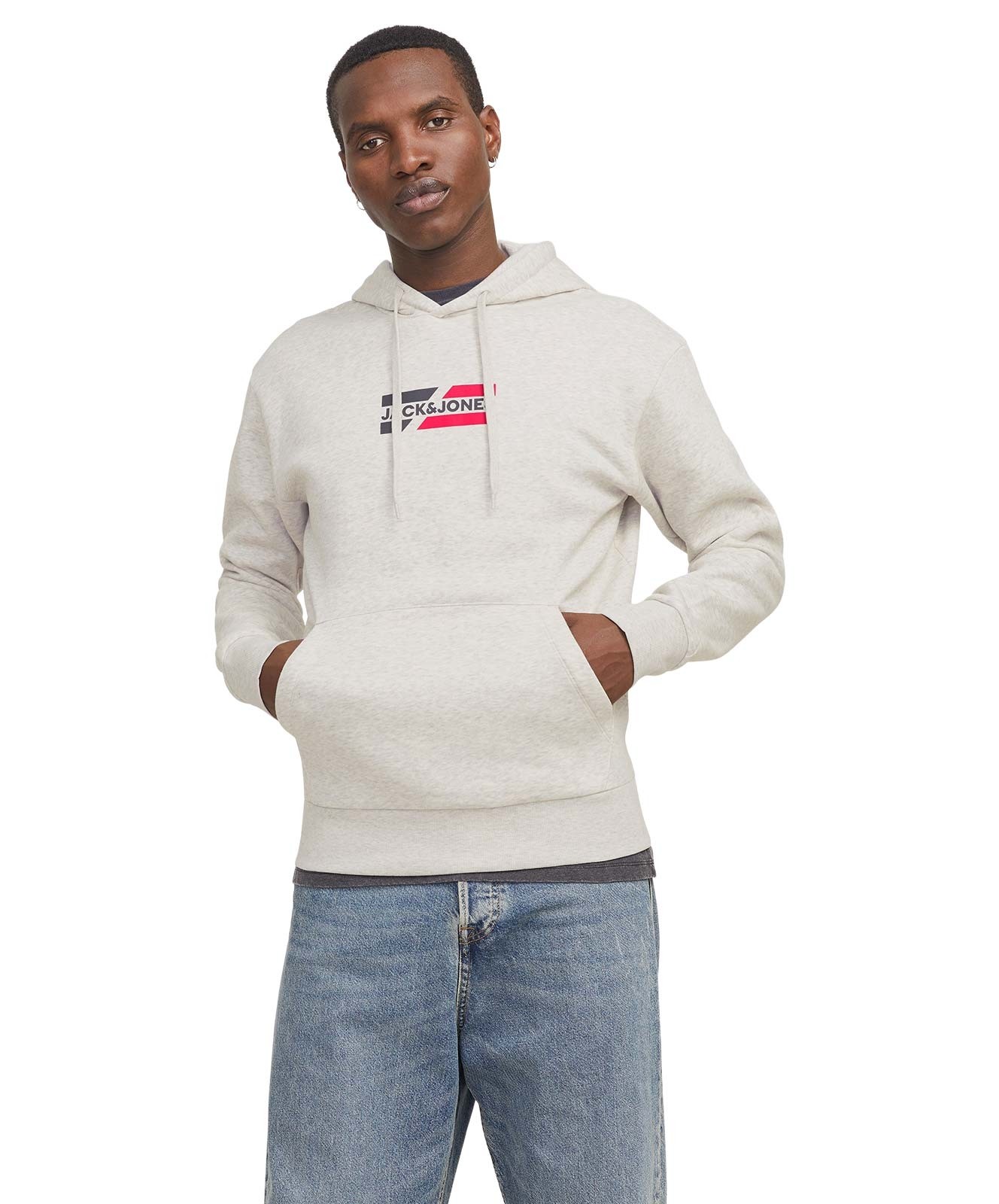 Herren Pullover Corp Graphic von Jack & Jones in White Melange