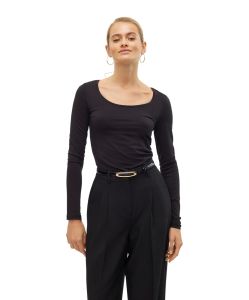 Vero Moda Langarmshirt in Schwarz mit U-Ausschnitt