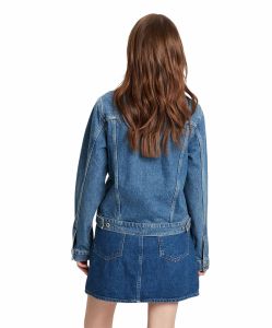 Cross Jeansjacke in Mittelblau mit recycelter Baumwolle