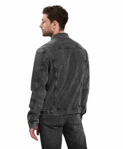 CROSS Jeansjacke mit Knopfleiste in schwarzer Waschung