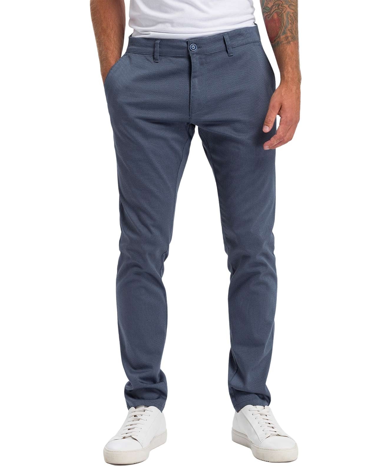 Herren Hose Chino Pants von Cross in Blue Structured