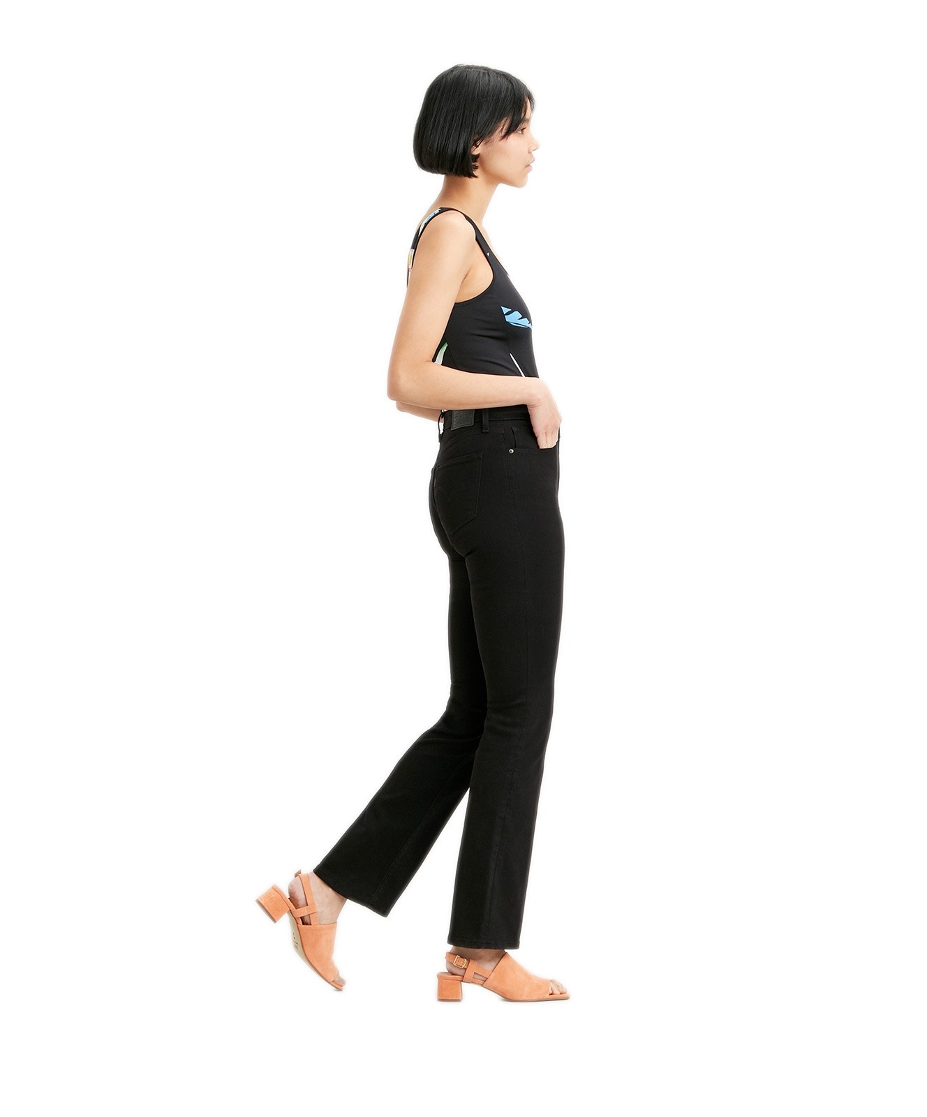 Damen Jeans 725 High Rise Bootcut  von Levis in Black Sheep