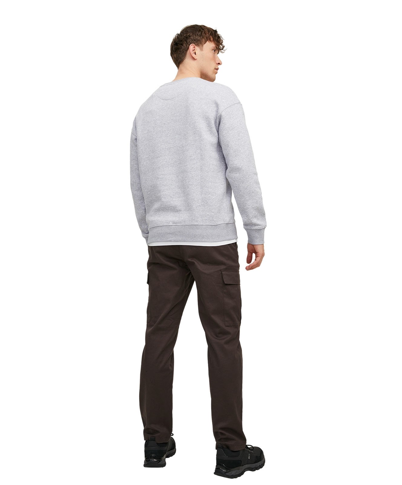 Herren Pullover Star Basic Sweat Crew von Jack & Jones in Light Grey Melange