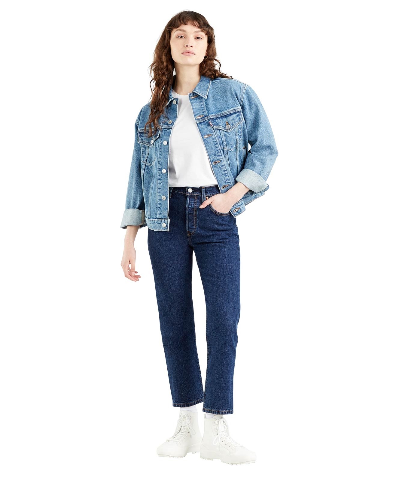 Damen Jeans 501 Crop von Levis in Salsa Stonewash