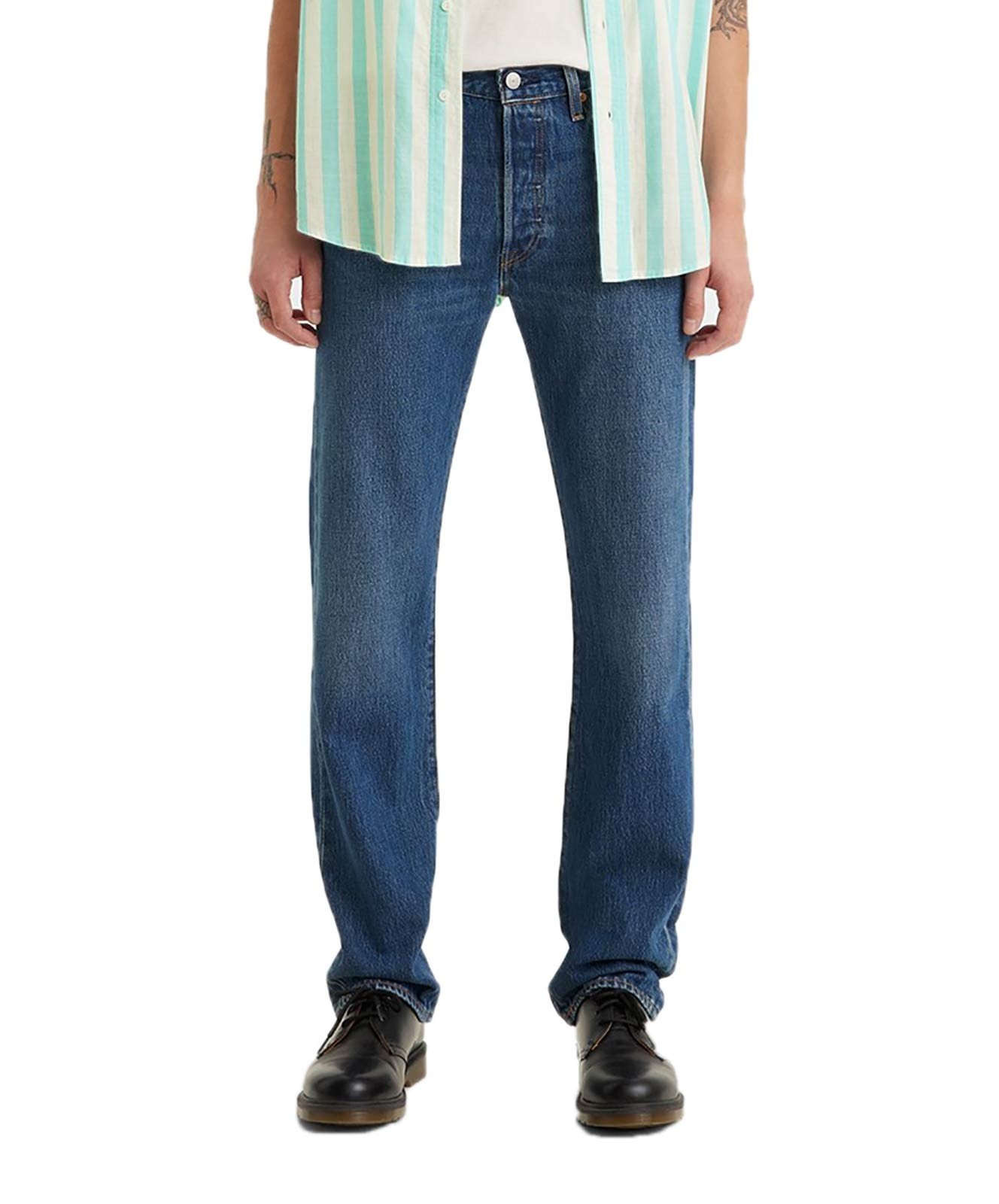 Herren Jeans 501 von Levis in Medium Indigo Stonewash