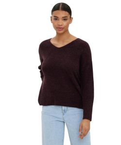 Vero Moda Strickpullover Crewlefile mit V-Neck in Dunkelrot