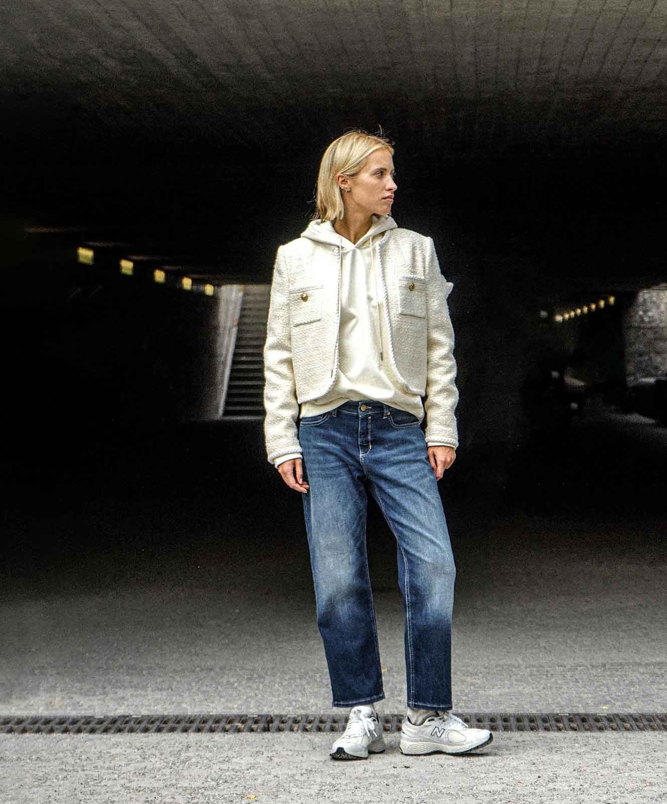 Damen Jeans Straight von MAC in Dark Blue Net Wash