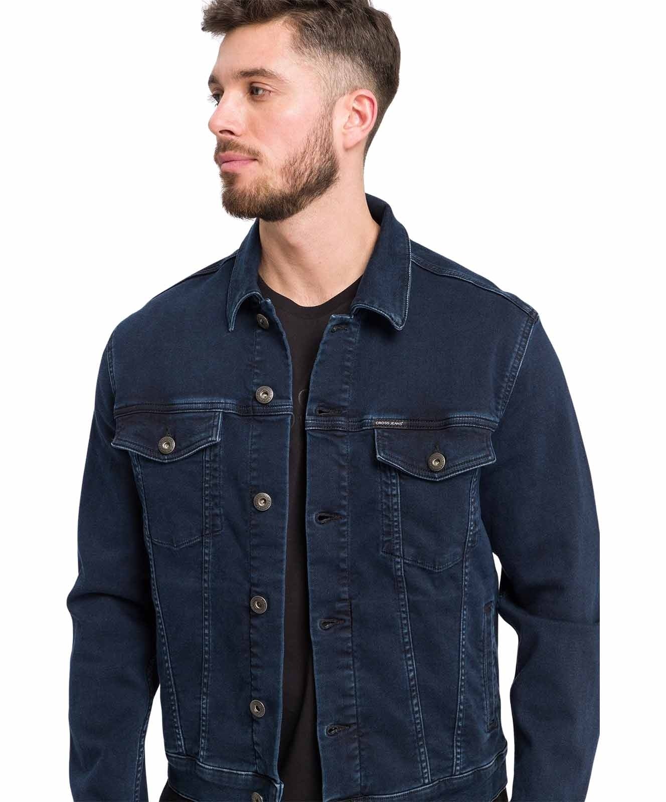 Herren Jacke Denim Jacket von Cross in Blue Black