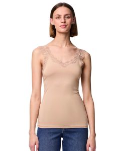 Pieces Spitzentop Barbera Lace in Hellbraun