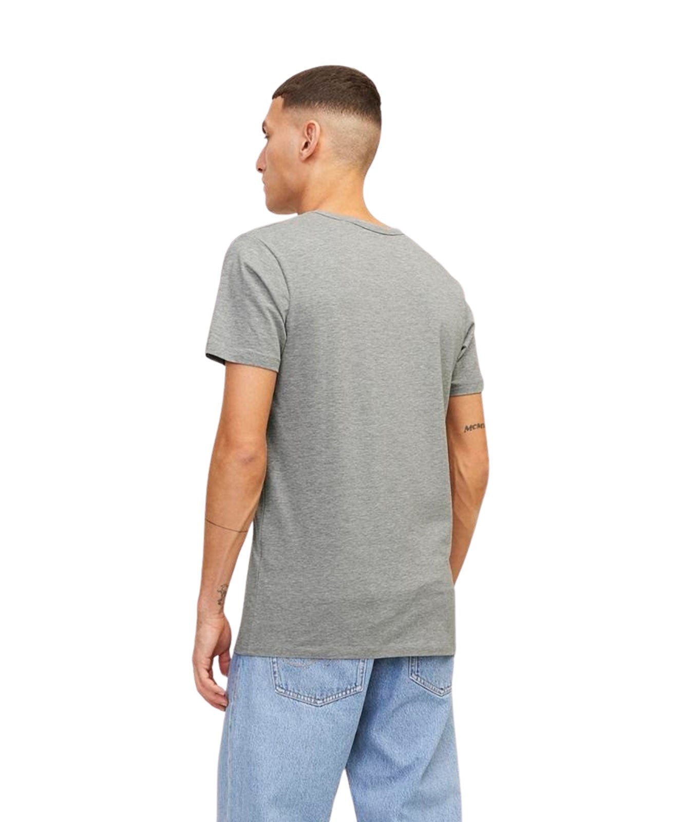 Herren Shirt Basic V-Neck Tee von Jack & Jones in Light Grey Melange