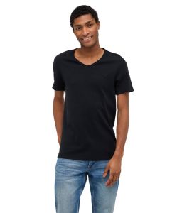 Mustang T-Shirt aus Baumwolle Amado V-Neck in Schwarz